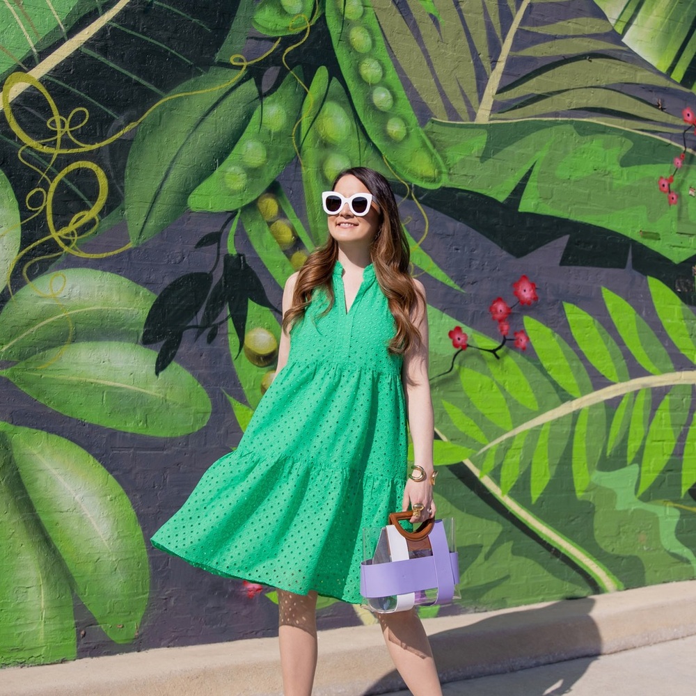 Lilly Pulitzer Green Eyelet Tiered Mini Dress